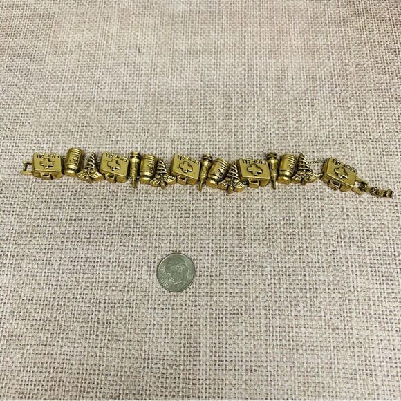 VTG Gold Nurses Doctor Slide Charm Bracelet - Picture 1 of 2